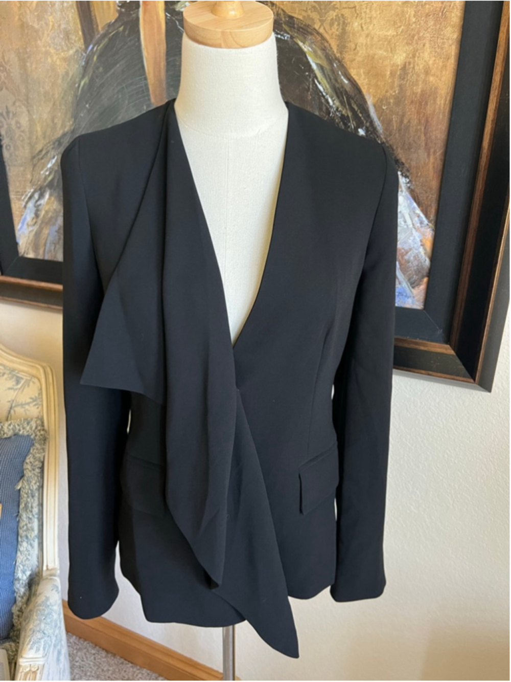 Max Mara Black Draped Blazer Size 6
